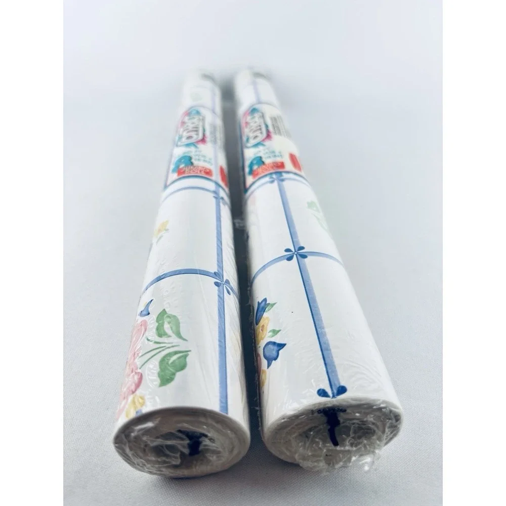 Vintage 90s Con-Tact Brand Contact Floral  Shelf Liner - Lot Of 2 Rubbermaid